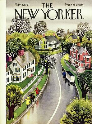 Charming 1940s Suburban Street Scene Wall Art