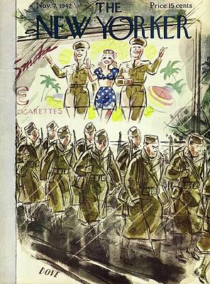 Rain Wall Art featuring the painting New Yorker November 7, 1942 by Leonard Dove