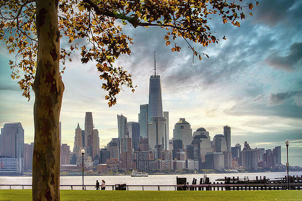 Hudson New York Wall Art featuring the digital art Nj, Views Of Lower Manhattan From Hoboken Waterfront, Pier A by Lumiere