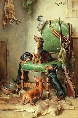 Dog Painting - Noch Nicht Hasenrein by Carl Reichert