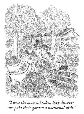 People Drawing - Nocturnal Visit by Edward Koren