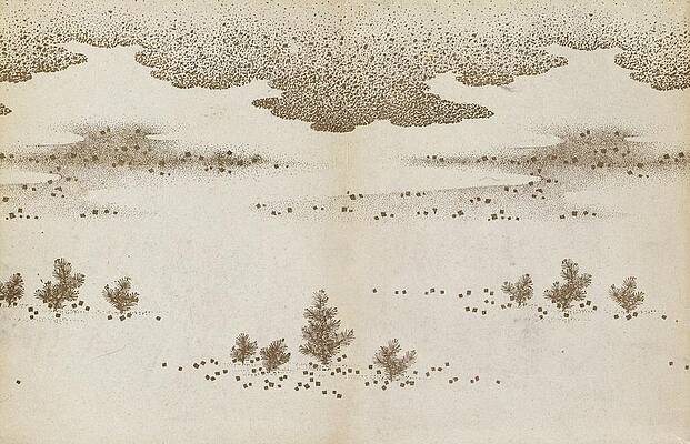 Flock Painting - Nogaku Zue, Pl.01 by Kogyo Tsukioka