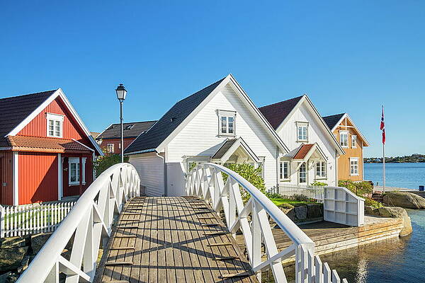 Lamp Wall Art featuring the digital art Norway, Aust-agder, Scandinavia, Houses by Christian Back