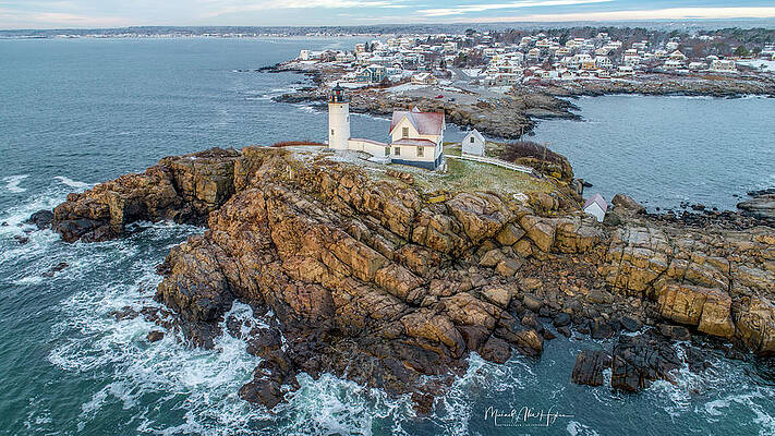 Maine Photograph - Nubble Light Winter by Veterans Aerial Media LLC