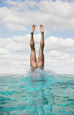 Upside Down Diver in Pool Wall Art