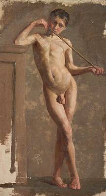 Nude Portrait of Standing Boy Wall Art