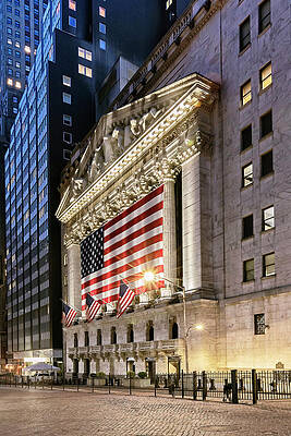 Facade Wall Art featuring the digital art Ny Stock Exchange, Wall Street, Nyc by Claudia Uripos