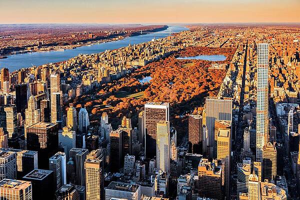 Hudson New York Wall Art featuring the digital art Nyc Cityscape & Hudson River by Antonino Bartuccio