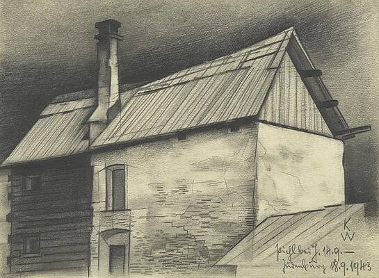 Monochrome Drawing - Obersteirisches Brunnenhaus by Karl Wiener
