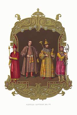 Fedor Grigoryevich Solntsev Painting - Odezhda Tsarskaia Xvii Stoletiia by Fedor Grigoryevich Solntsev