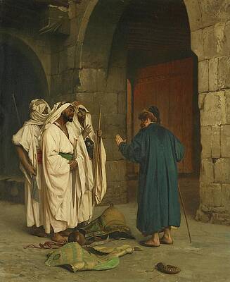 Jean Leon Gerome Painting - Old Jew With Three Arabs by Jean-leon Gerome
