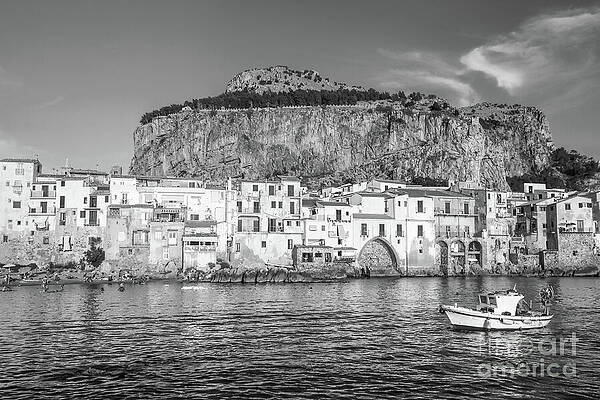Transportation Wall Art featuring the photograph Old Town Of Cefalu - Sicily BW by Stefano Senise