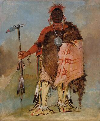 Traditional Painting - Om-pah-ton-ga, Big Elk, A Famous Warrior by George Catlin