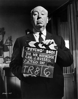 Alfred Hitchcock on Psycho Set Wall Art