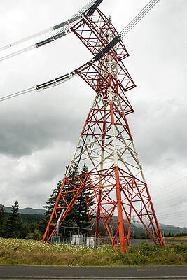 Washington Photograph - Bonneville Orange And White Transmission Tower by Tom Cochran