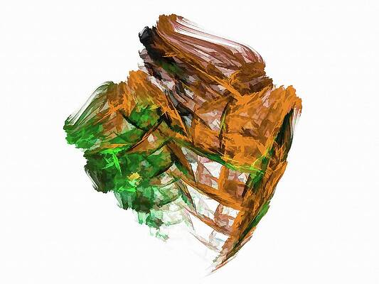 Wall Art featuring the digital art Orange Motorcycle Engine by Don Northup