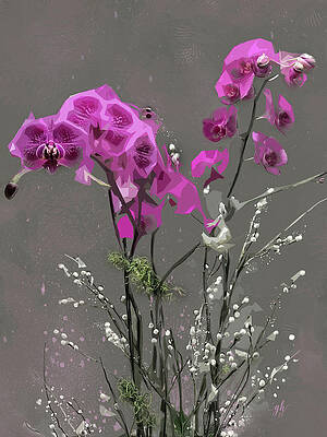 Flower Digital Art - Orchids For Valentines by Gina Harrison