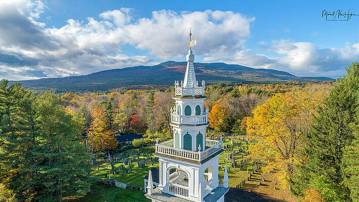 Fall Photograph - Original Meeting House Jaffrey NH by Veterans Aerial Media LLC