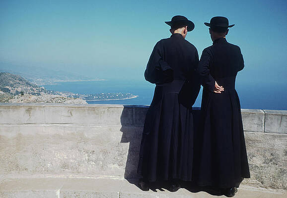Two Clergymen Overlooking the Coastline Wall Art