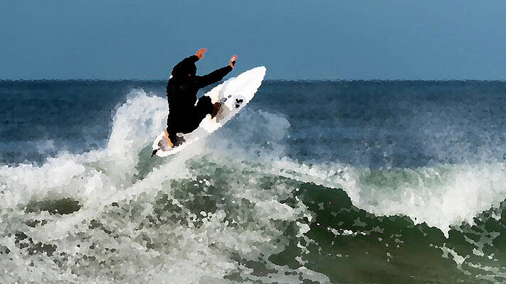 Surfing Wall Art featuring the digital art Painted Flying Surfer by Web Browning