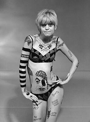 Woman with Body Art in Monochrome Wall Art