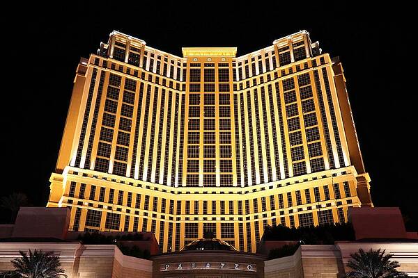 Architecture Wall Art featuring the photograph Palazzo Gold - Las Vegas Strip by KJ Swan