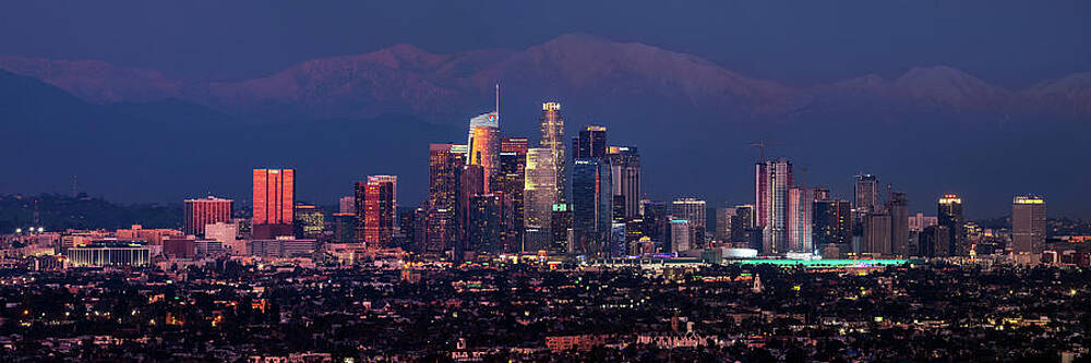 Los Angeles Wall Art featuring the photograph Panoramic Los Angeles At Night by Kelley King