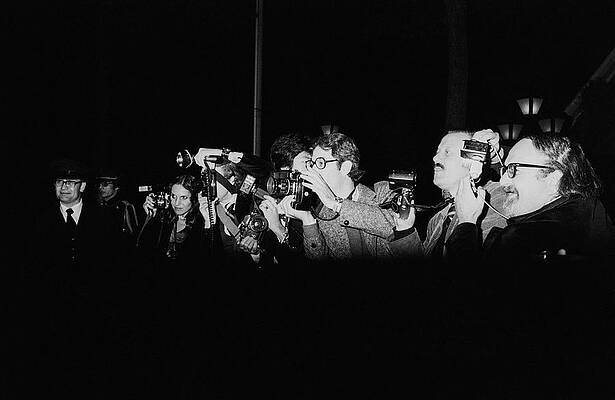 Press Photographers at Night Event Wall Art