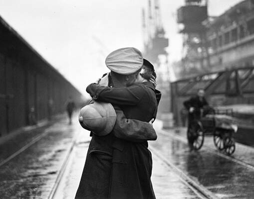 Emotional Farewell at the Docks Wall Art