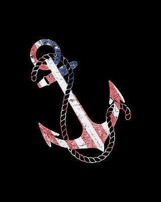 American Wall Art featuring the digital art Patriotic American Flag Anchor by Flippin Sweet Gear