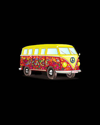 Peace Digital Art - Peace And Love Hippy Van by Flippin Sweet Gear