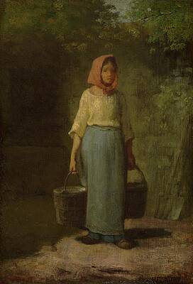 Traditional Painting - Peasant Girl Returning From The Well by Jean-Francois Millet