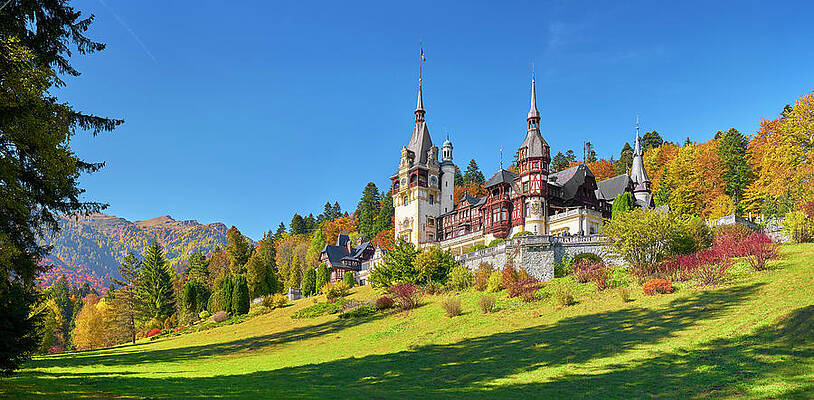 Peles Castle in Autumn Landscape Wall Art