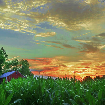 Light Wall Art featuring the digital art Pennsylvania Farm Sunset by Jason Fink