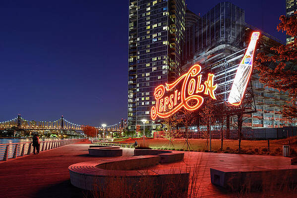 Architecture Digital Art - Pepsi Cola Sign, Gantry Plaza, Nyc by Colin Dutton