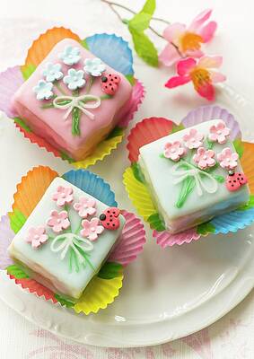 Petit Fours With Fondant Flowers Print