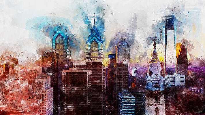 Landscape Painting - Philadelphia, Pennsylvania - 01 by AM FineArtPrints