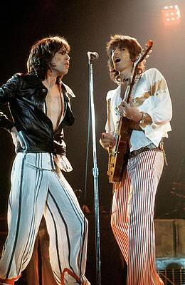 Wall Art featuring the photograph Photo Of Keith Richards And Mick Jagger by Fin Costello