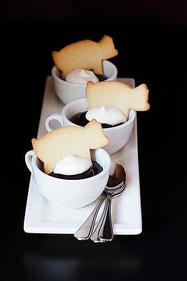 Pigs In Mud; Chocolate Pudding Cups With Whipped Creme And Pig Shaped Butter Cookies Print