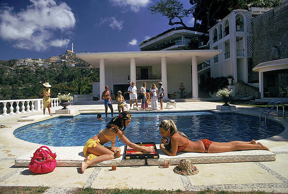 Luxurious Poolside Gathering Wall Art