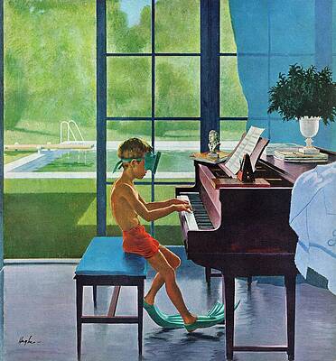 Poolside Piano Practice by George Hughes