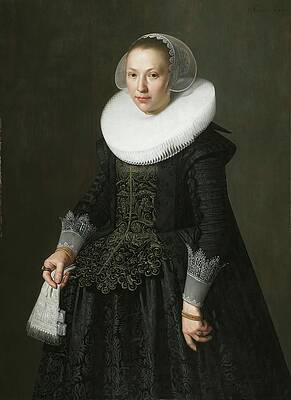 17th Century Painting - Portrait Of A Lady by Nicolaes Eliasz. Pickenoy
