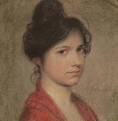 Gaze Painting - Portrait Of A Young Girl by Hermann Hanaczek