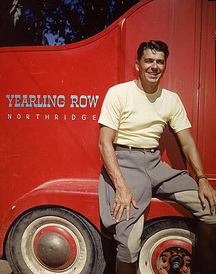 Ronald Reagan Next to Red Truck Wall Art