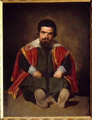 17th Century Painting - Portrait Of The Jester Sebastien De Morra Dwarf Sitting by Diego Rodriguez De Silva Y Velazquez