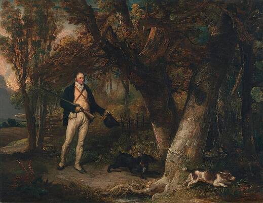Dog Painting - Portrait Of The Rev Thomas Levett And Favourite Dogs Cock by James Ward