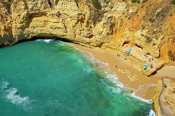 Paradise Wall Art featuring the digital art Portugal, Faro, Carvoeiro, Paradise Beach, Carvoeiro, Algarve by Jan Wlodarczyk
