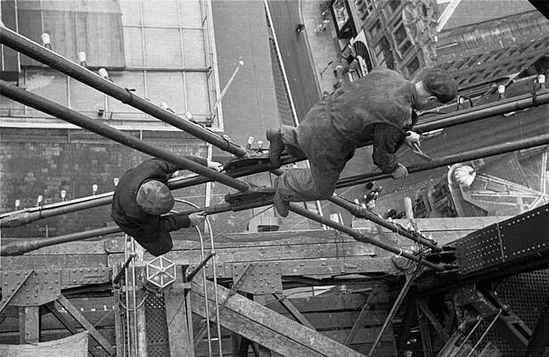 Construction Workers on Steel Beam Wall Art