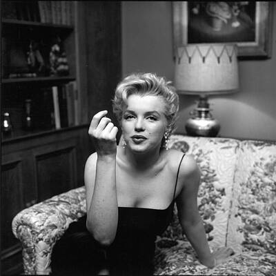 Iconic Actress on Floral Couch Wall Art