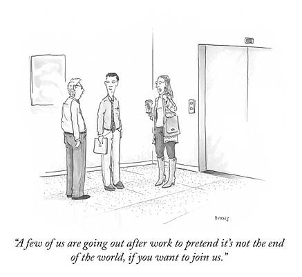 Office Workers Planning an Outing Drawing